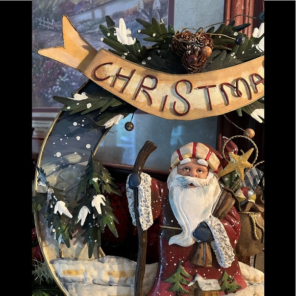 ❤️ Rare Home Interiors Christmas Wonderland Santa Wreath Wall Decor - Picture 2 of 8